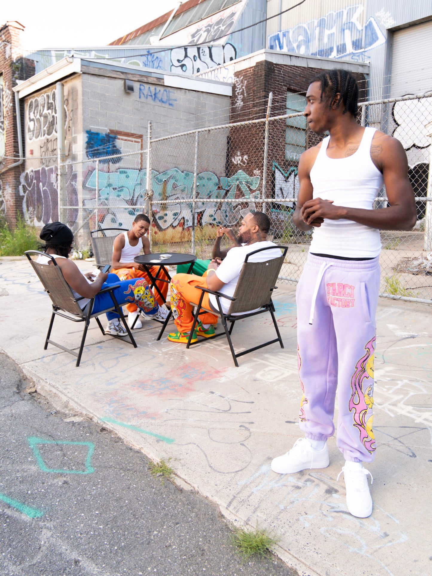 smiley face sweats purple