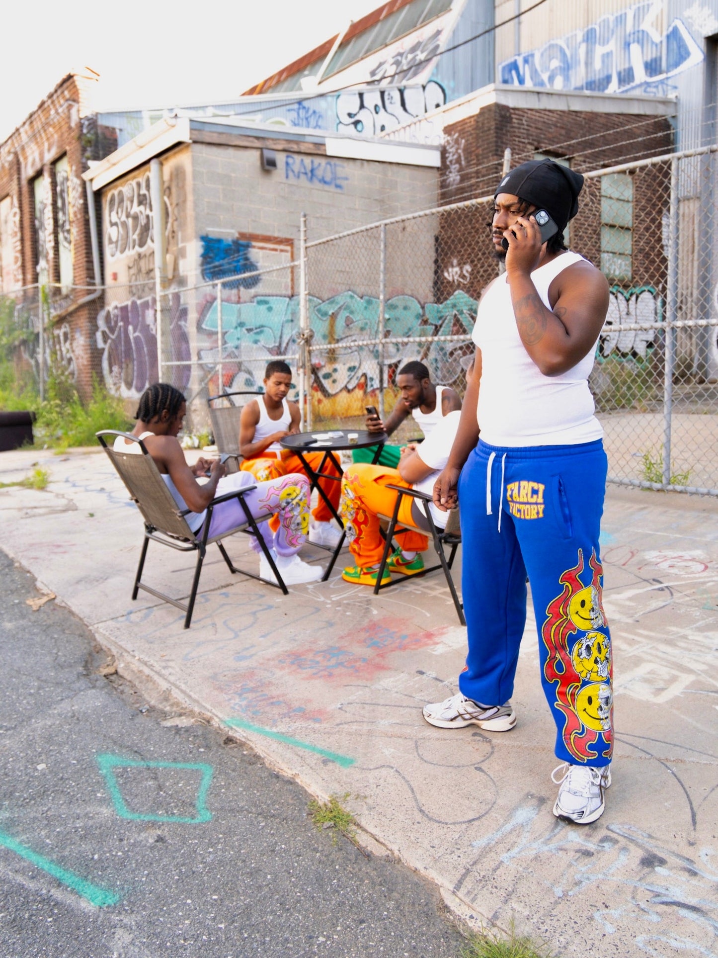 Smiley face sweatpants (blue)