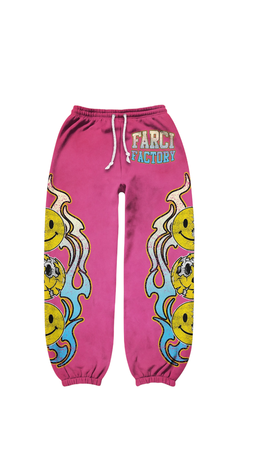 Smiley face sweatpants (pink)
