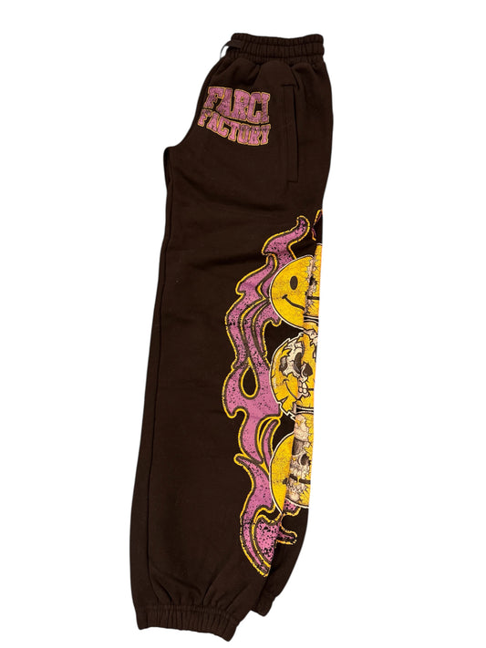 Smiley face sweatpants black & purple 1of1